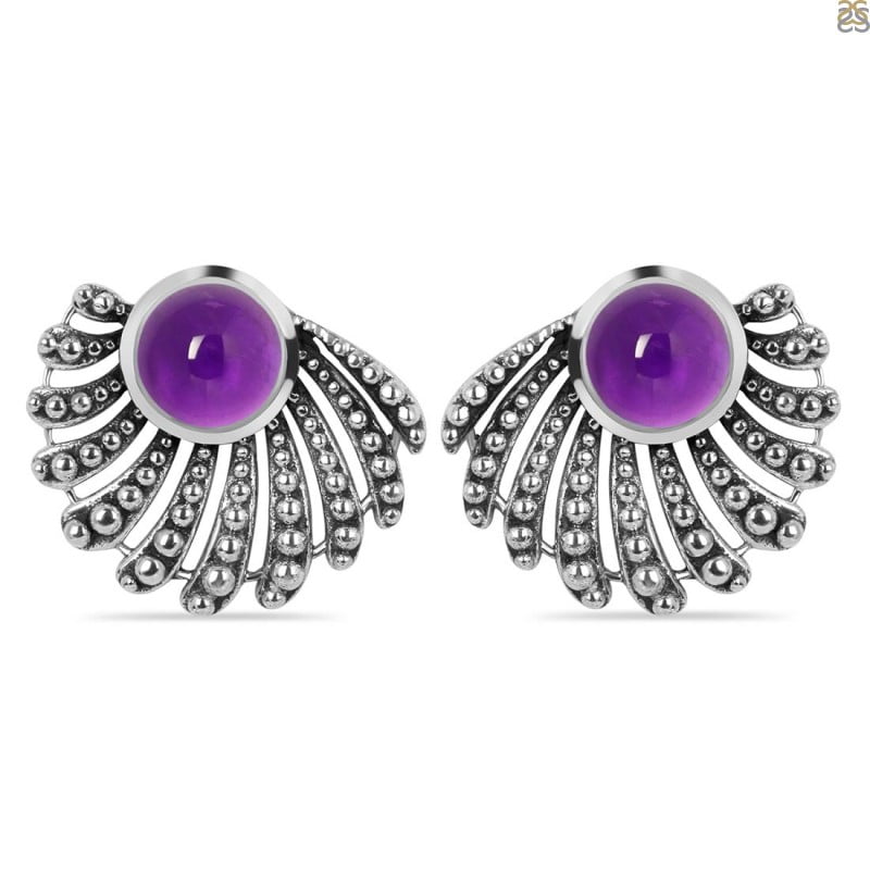 Amethyst Stud Earring (AMT-RDE-71)