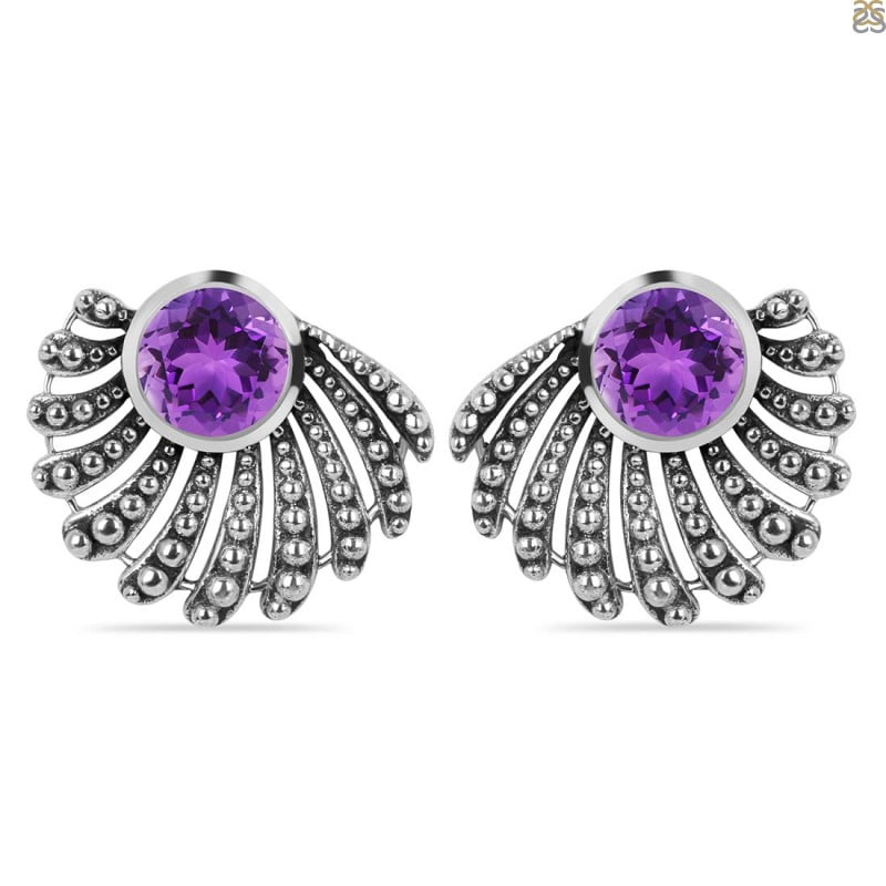 Amethyst Stud Earring (AMT-RDE-71) - Image 2