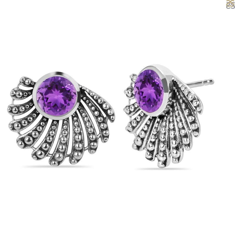 Amethyst Stud Earring (AMT-RDE-71) - Image 4