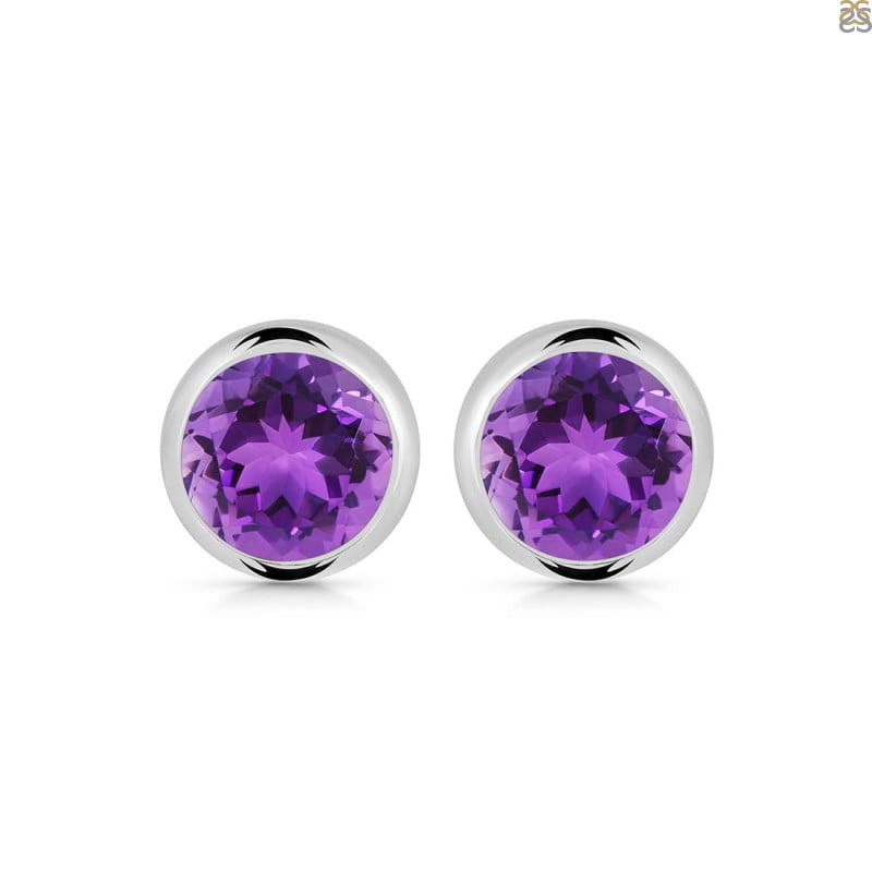 Amethyst Stud Earring (AMT-RDE-992)