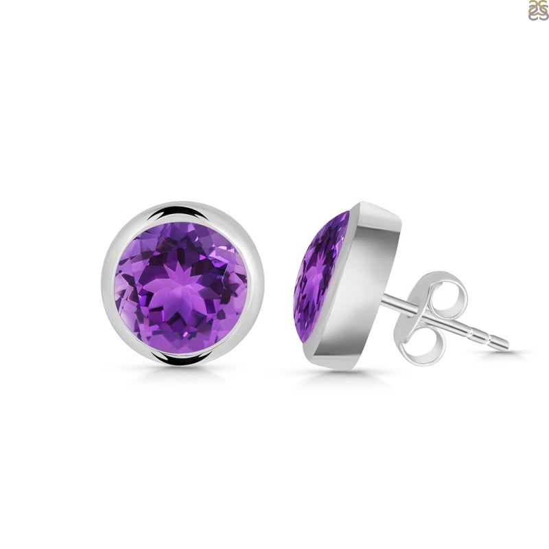 Amethyst Stud Earring (AMT-RDE-992) - Image 5