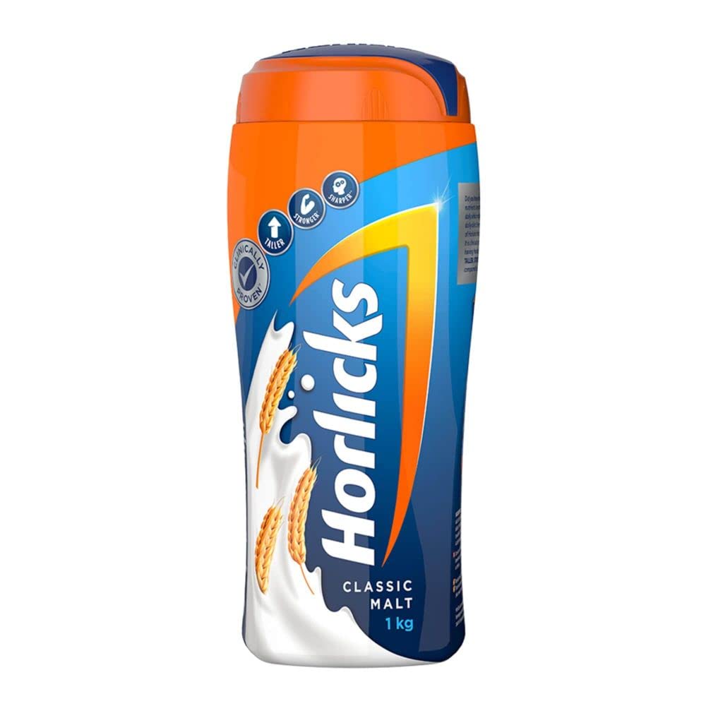 Horlicks Health & Nutrition Drink for Kids, 1kg Jar | Classic Malt Flavor | Supports Immunity & Holistic Growth | Health Mix Powder