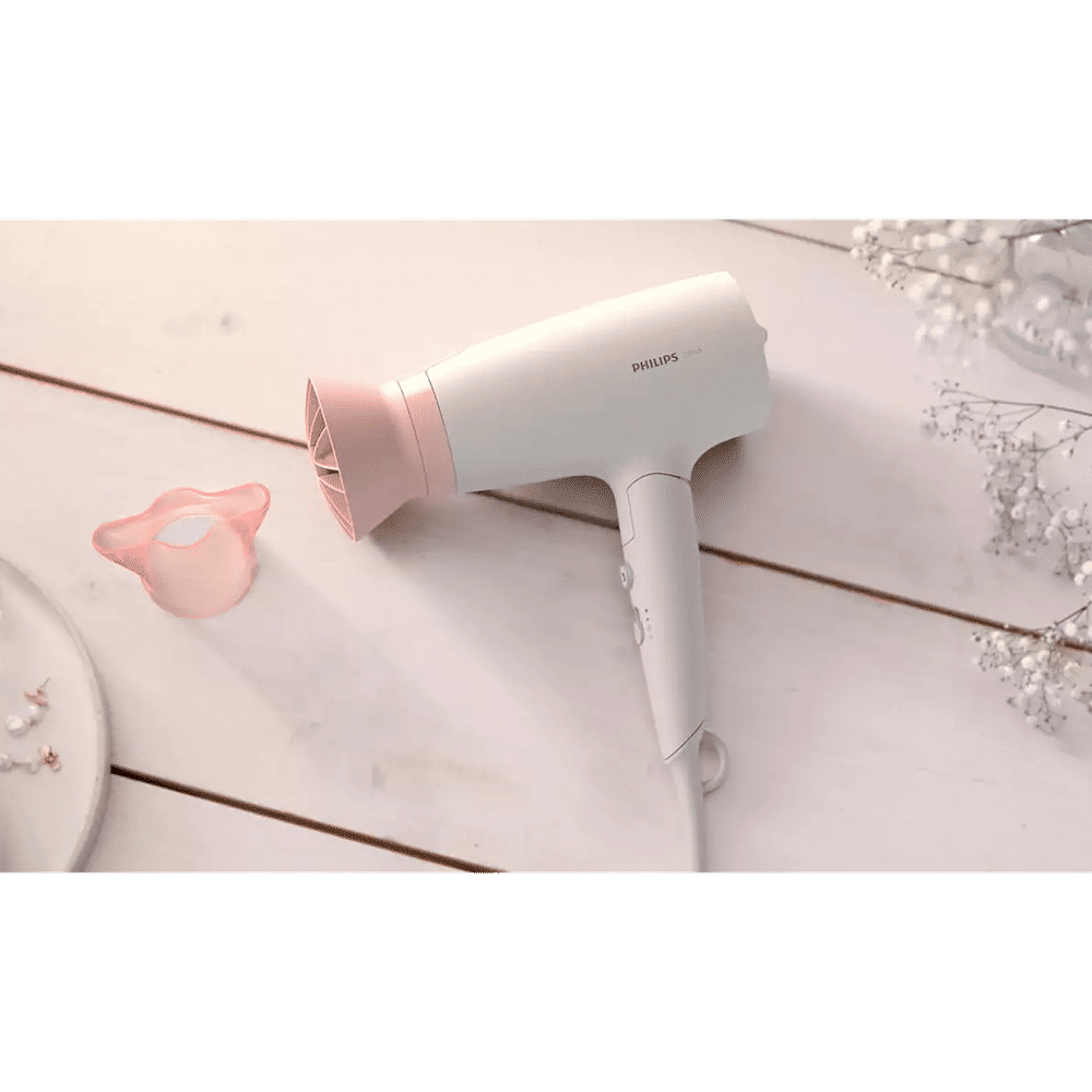 PHILIPS 3000 Series Hair Dryer with 3 Heat Settings & Cool Air Function (Thermo Protect Technology, White & Pink) - Image 2