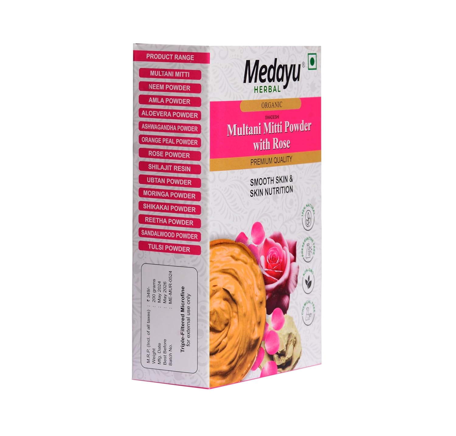Medayu Herbal Combo Of Multani Mitti Powder With Rose Face Pack & Sandal Wood Powder Face Pack | 200Gm - Image 7