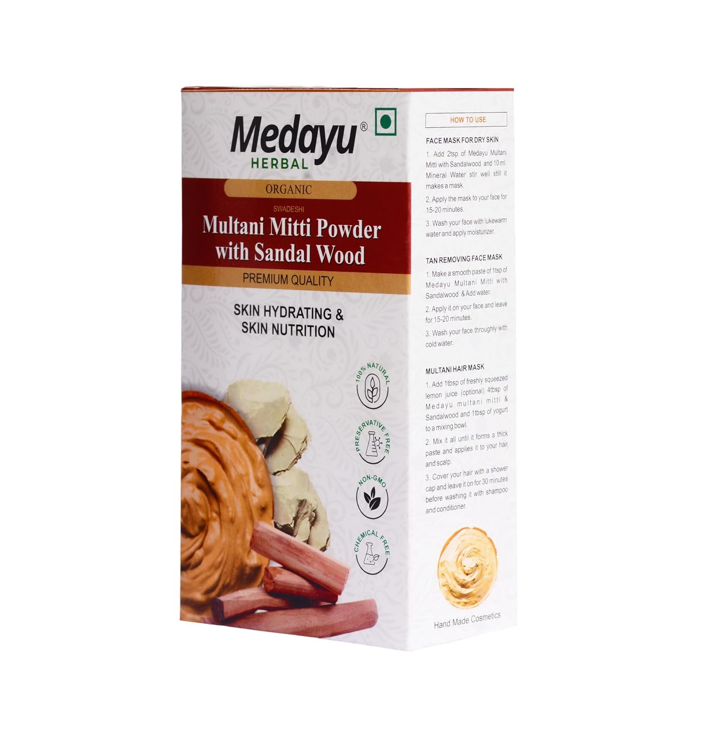 Medayu Herbal Combo Of Multani Mitti Powder With Rose Face Pack & Sandal Wood Powder Face Pack | 200Gm - Image 5