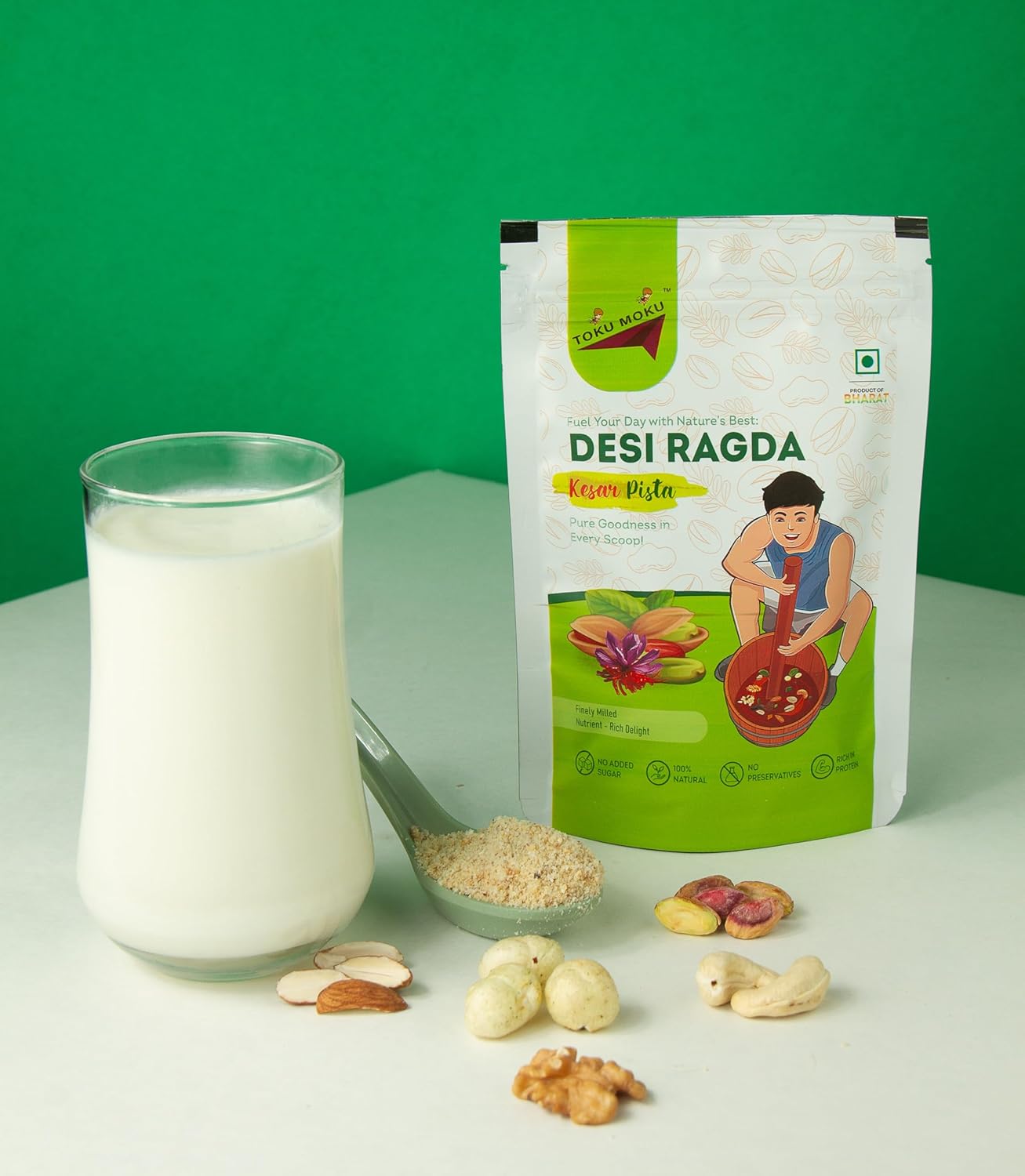 TOKU MOKU- Desi Ragda Kesar Pista | Protein-Rich Dried Fruits and Nuts Jar with Honey Roast Cereal Pouch - Image 2